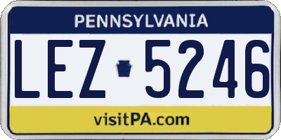 PA license plate LEZ5246