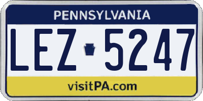 PA license plate LEZ5247