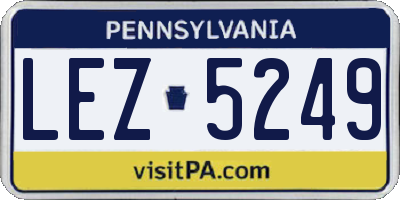 PA license plate LEZ5249