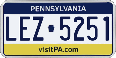 PA license plate LEZ5251