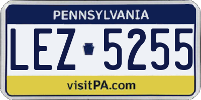 PA license plate LEZ5255