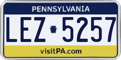 PA license plate LEZ5257