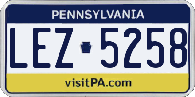 PA license plate LEZ5258