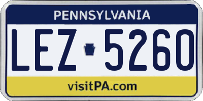 PA license plate LEZ5260
