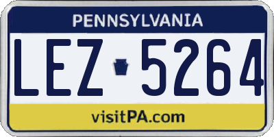 PA license plate LEZ5264