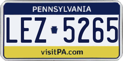 PA license plate LEZ5265