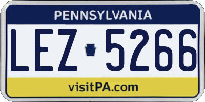 PA license plate LEZ5266