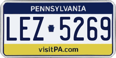 PA license plate LEZ5269