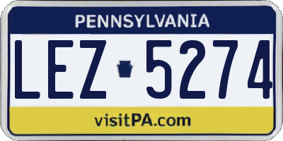 PA license plate LEZ5274