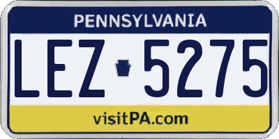 PA license plate LEZ5275