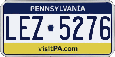 PA license plate LEZ5276