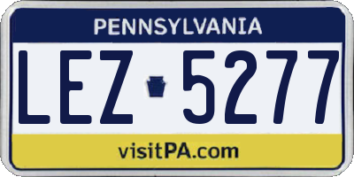 PA license plate LEZ5277