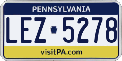 PA license plate LEZ5278