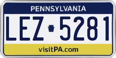 PA license plate LEZ5281