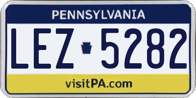 PA license plate LEZ5282