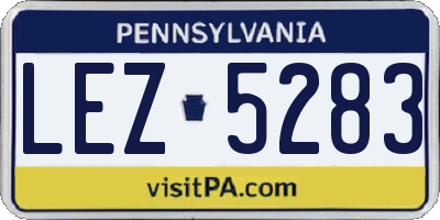 PA license plate LEZ5283