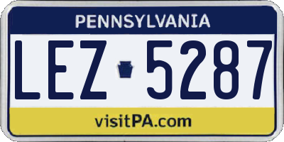 PA license plate LEZ5287