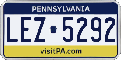 PA license plate LEZ5292