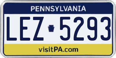 PA license plate LEZ5293
