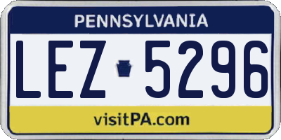 PA license plate LEZ5296