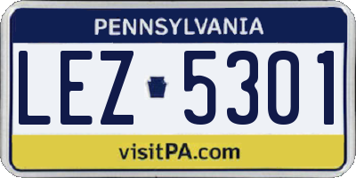PA license plate LEZ5301