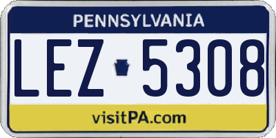 PA license plate LEZ5308