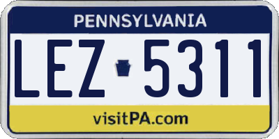 PA license plate LEZ5311