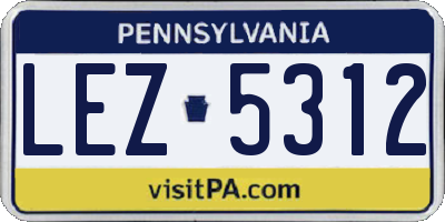 PA license plate LEZ5312