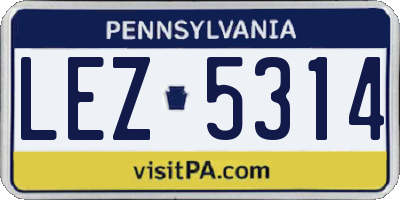 PA license plate LEZ5314