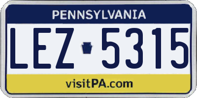 PA license plate LEZ5315