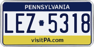 PA license plate LEZ5318