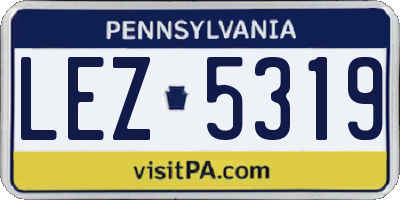 PA license plate LEZ5319