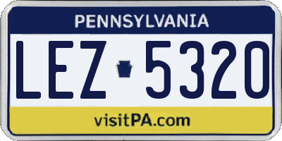 PA license plate LEZ5320