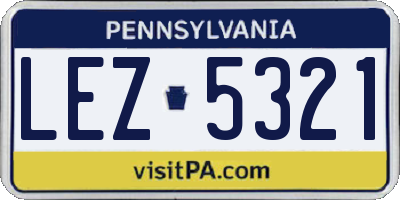 PA license plate LEZ5321