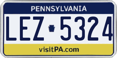PA license plate LEZ5324