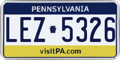 PA license plate LEZ5326