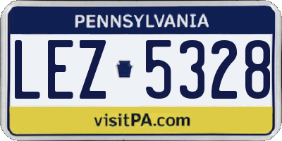 PA license plate LEZ5328