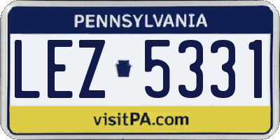 PA license plate LEZ5331