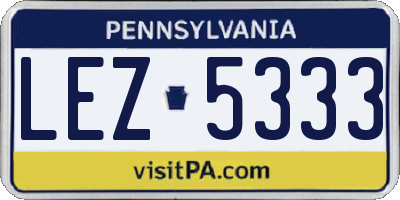 PA license plate LEZ5333