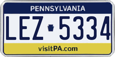 PA license plate LEZ5334