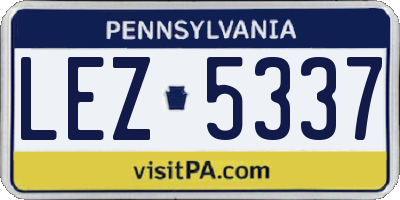 PA license plate LEZ5337