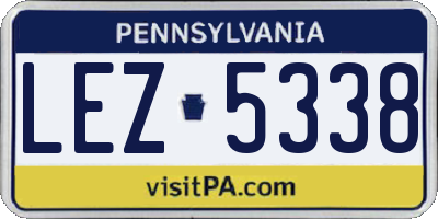 PA license plate LEZ5338