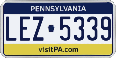 PA license plate LEZ5339