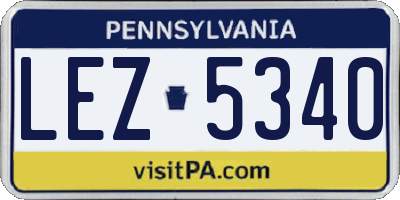 PA license plate LEZ5340