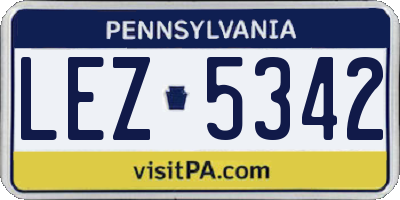 PA license plate LEZ5342