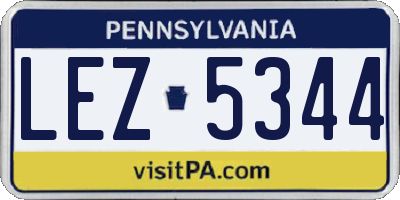PA license plate LEZ5344