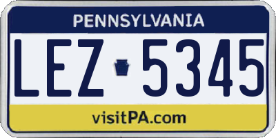 PA license plate LEZ5345
