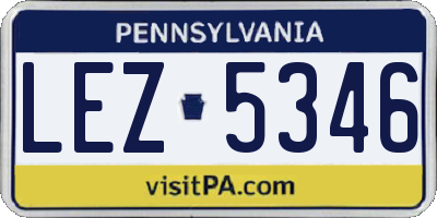 PA license plate LEZ5346