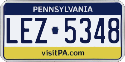 PA license plate LEZ5348