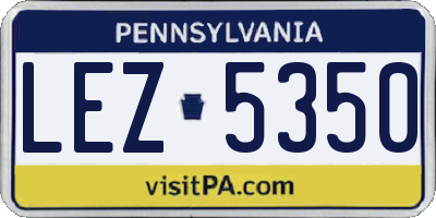 PA license plate LEZ5350